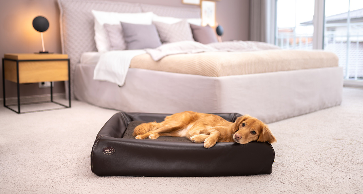 hundebett fr golden retriever Dog Bed Sleepy Linen-Mix Faded Rose Mlange